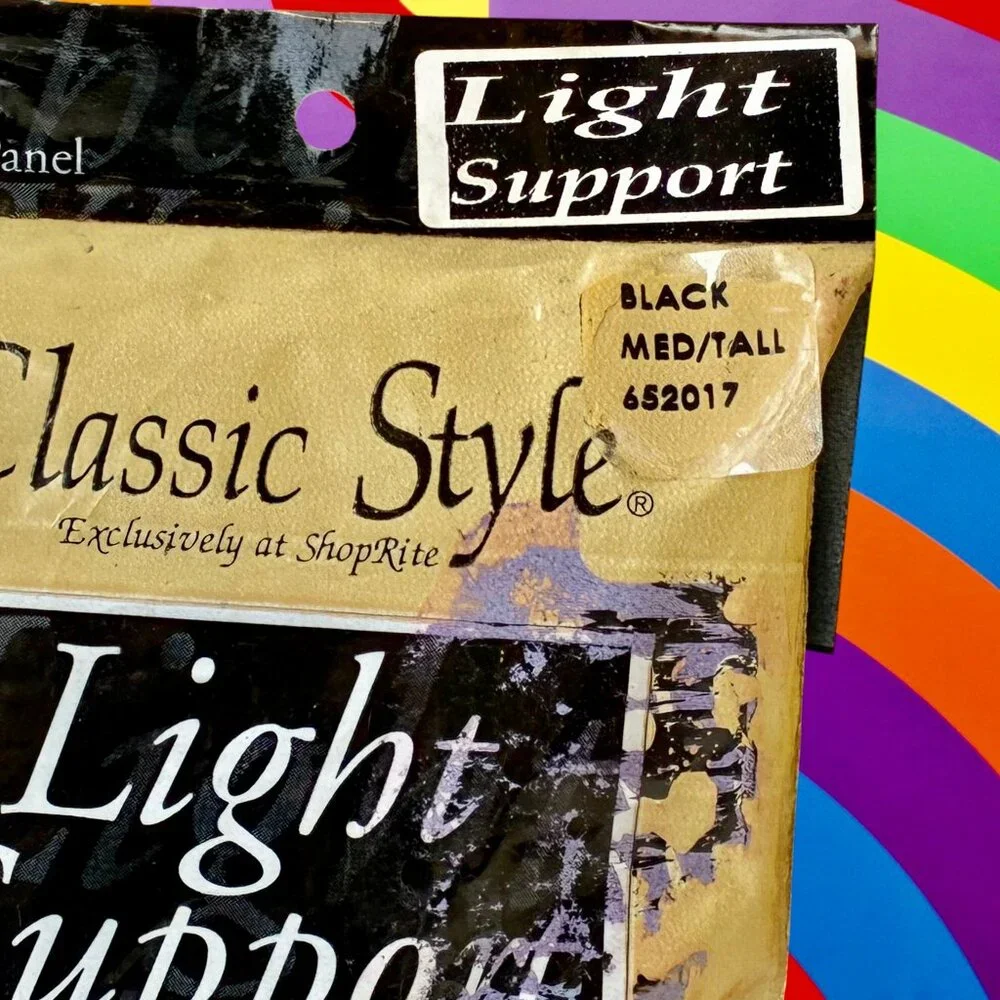 ShopRite Vtg Pantyhose Black Light Support Classic Style Medium / Tall